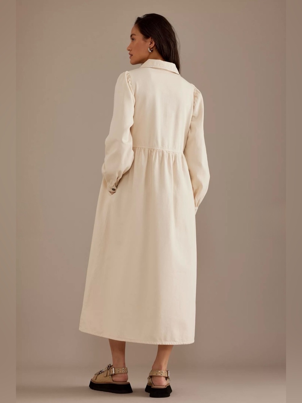 Anthropologie ALIGNE Gabriella Denim Long-Sleeve Midi Dress Size 10 - Picture 5 of 14